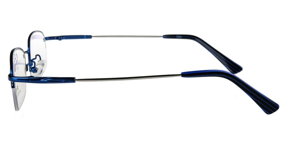 Kissimmee Blue Blue Rectangle Metal Eyeglasses