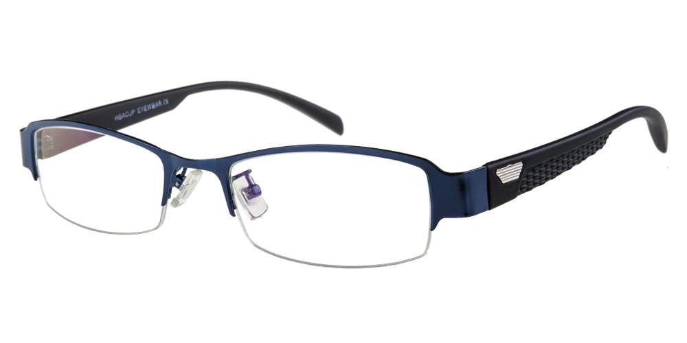 BocaRaton Blue Rectangle Metal Eyeglasses