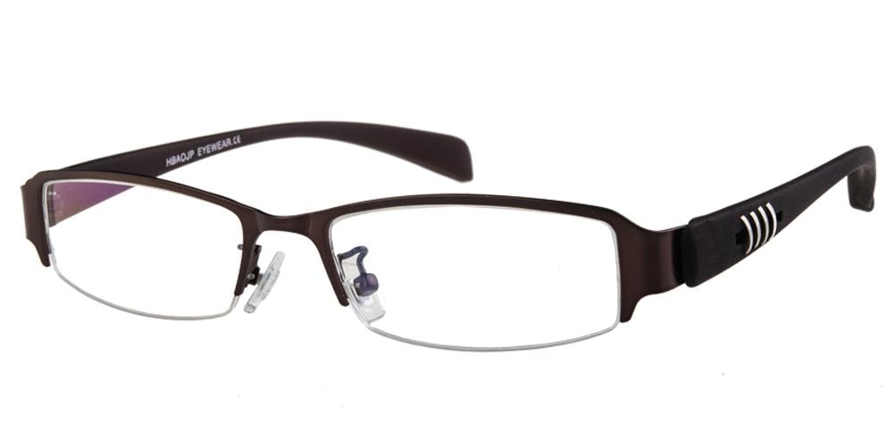 KeyWest Brown Brown Rectangle Metal Eyeglasses