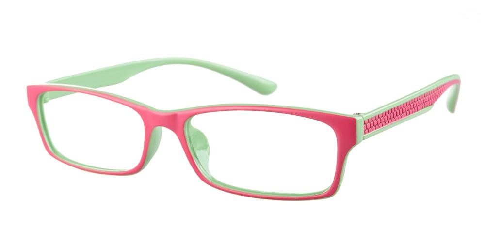 Barstow Rose/Green Rectangle Plastic Eyeglasses