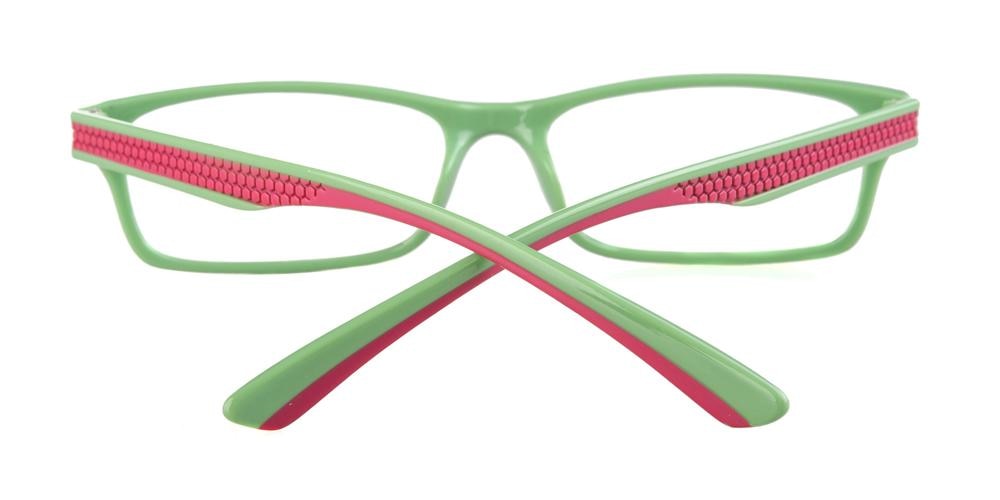 Barstow Rose/Green Rectangle Plastic Eyeglasses