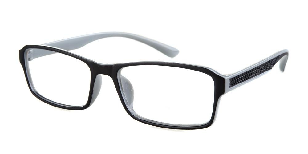 Salinas Black/Gray Rectangle Plastic Eyeglasses