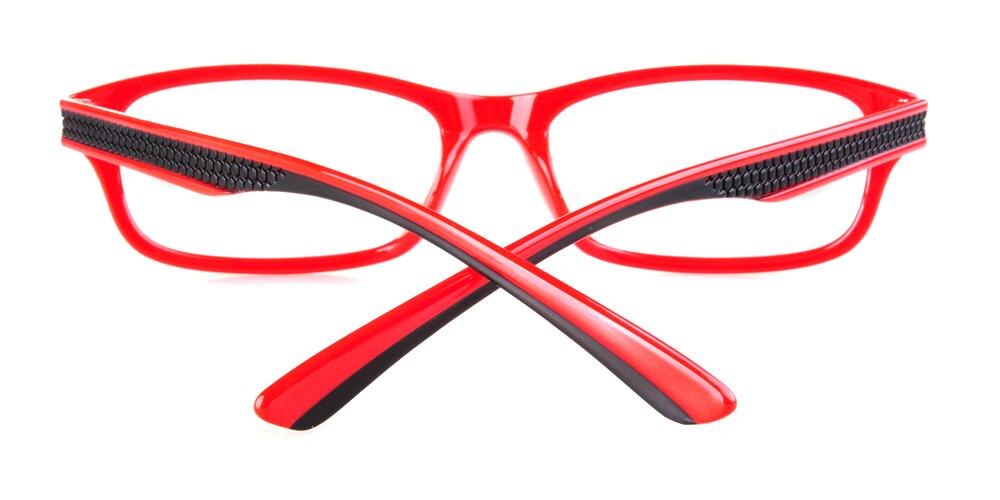 Pleasanton Black/Red Rectangle Plastic Eyeglasses