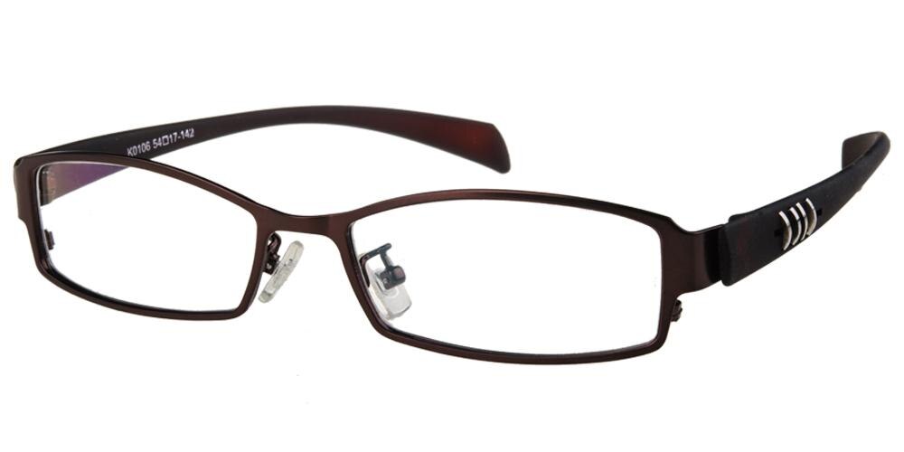 Niguel Brown Brown Rectangle Metal Eyeglasses
