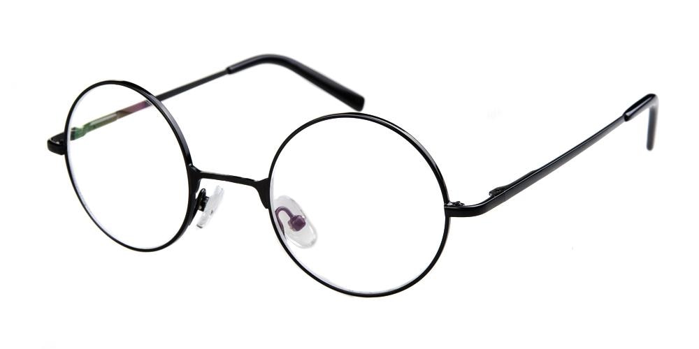Houma Black Round Metal Eyeglasses