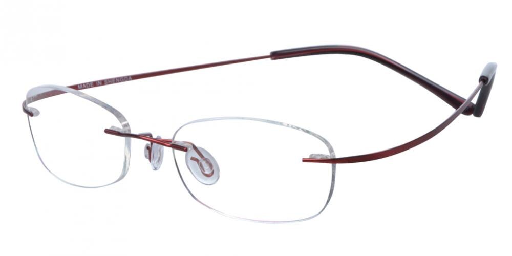 WarnerRobins Red Rectangle Titanium Eyeglasses
