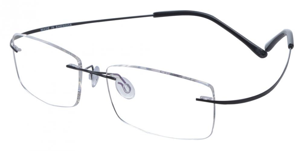 FortMyers Black Rectangle Titanium Eyeglasses