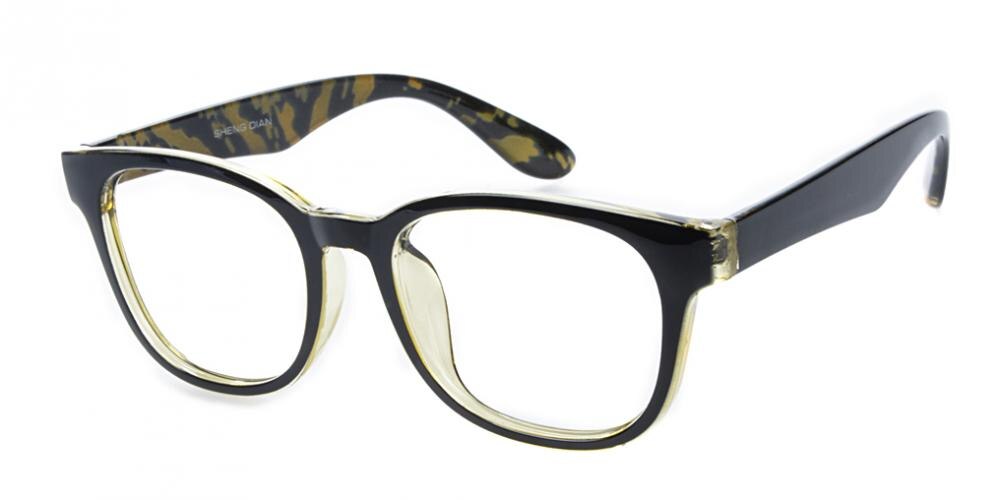 Naples Black/Yellow Classic Wayframe Plastic Eyeglasses