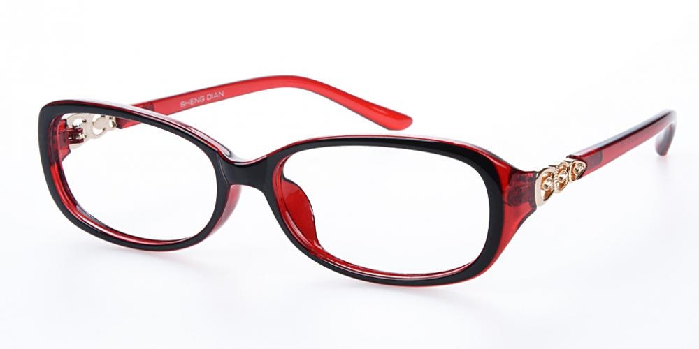 Waycross Black/Red Rectangle Plastic Eyeglasses
