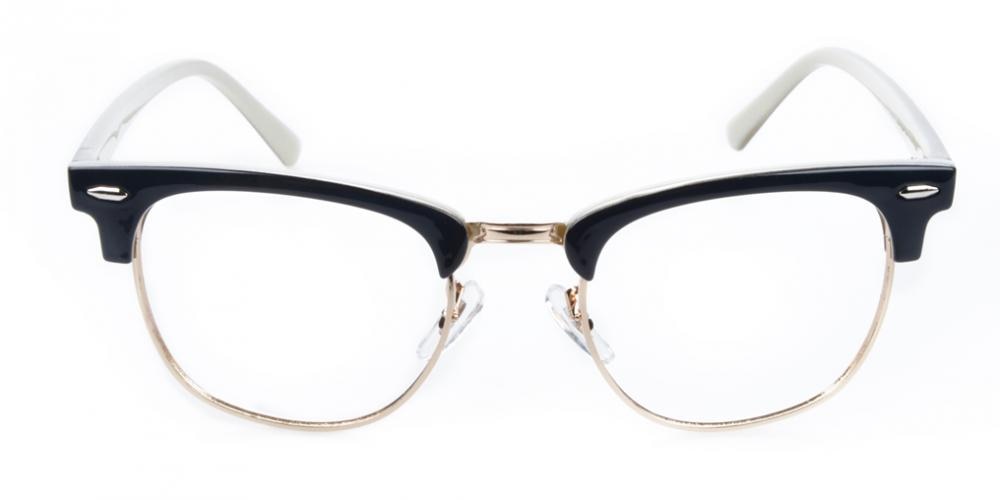 Vicky Black/Cream Round Plastic Eyeglasses