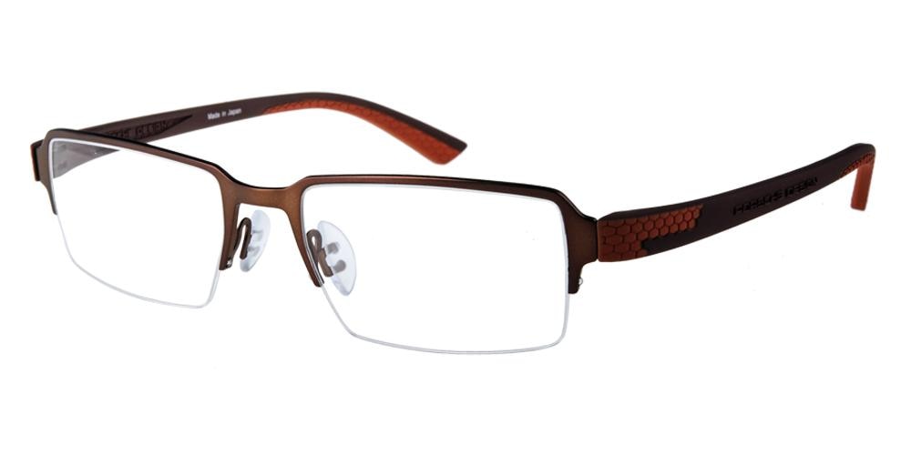Bend Brown Rectangle Titanium Eyeglasses