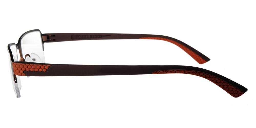 Bend Brown Rectangle Titanium Eyeglasses