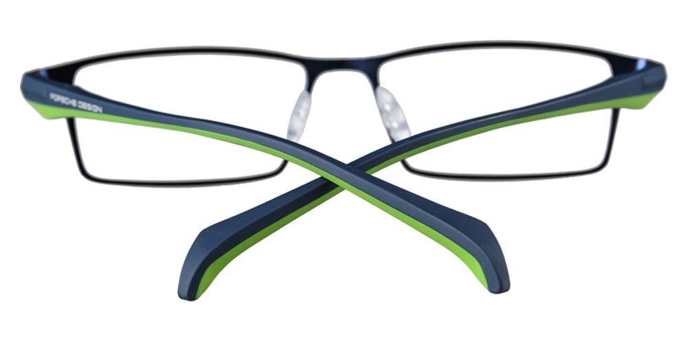 Yonkers Blue Blue Rectangle Titanium Eyeglasses