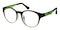 FortWorth Black/Green Round Plastic Eyeglasses