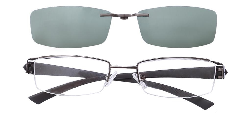NewportNews  Clip-on Gunmetal Rectangle Metal Eyeglasses
