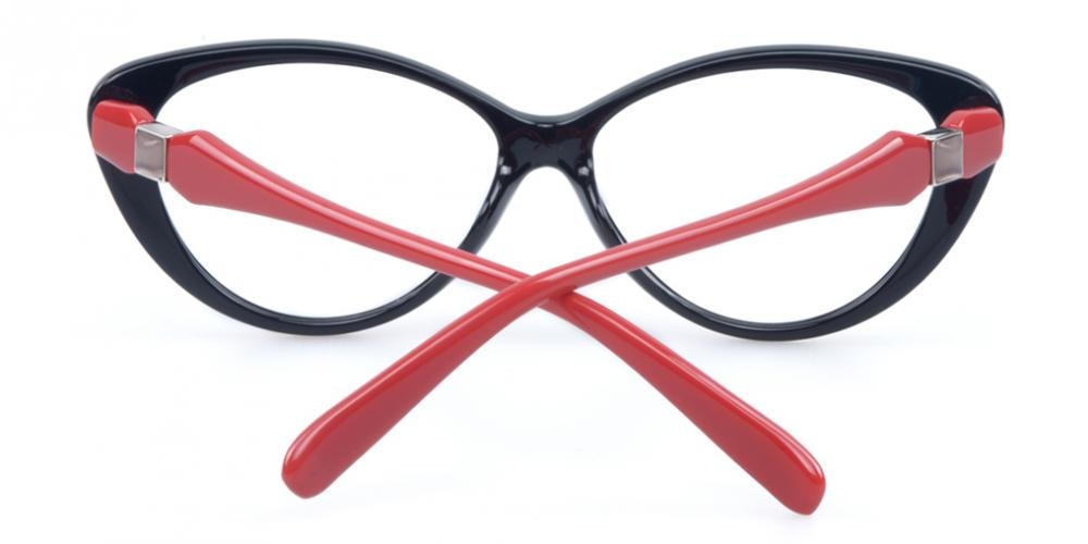 Bridget Cat-Eye Black/Red Cat Eye Plastic Eyeglasses