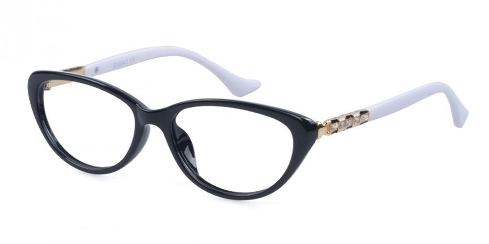 Clementine Cat-Eye Black/White Cat Eye Plastic Eyeglasses