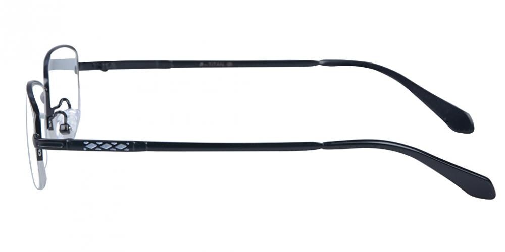 TerreHaute Black Rectangle Titanium Eyeglasses