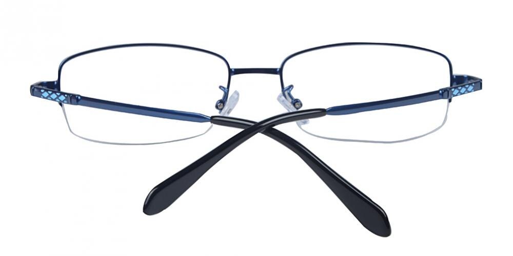 TerreHaute Blue Rectangle Titanium Eyeglasses