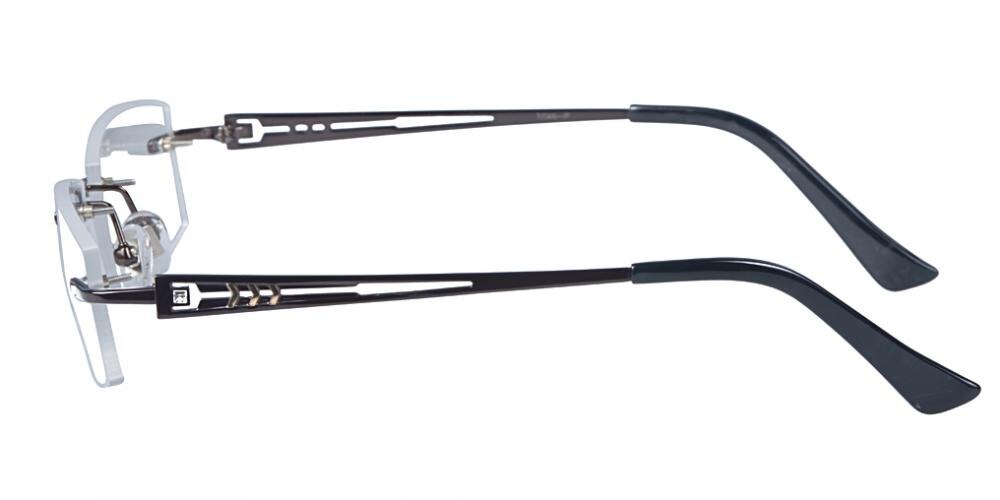 Derrick Black Rectangle Titanium Eyeglasses