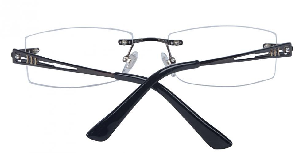 Derrick Black Rectangle Titanium Eyeglasses