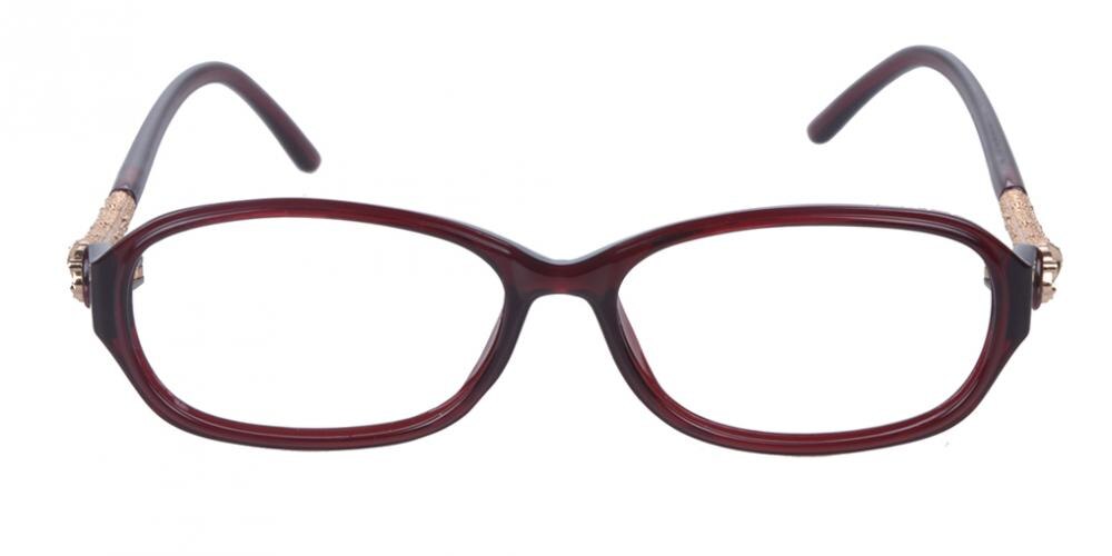 Americus Red Rectangle Plastic Eyeglasses