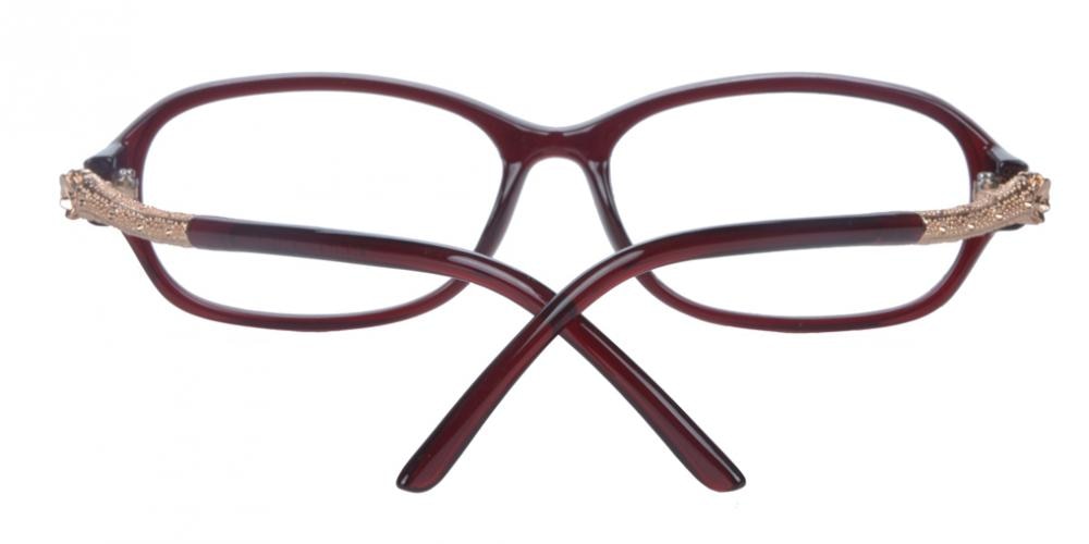Americus Red Rectangle Plastic Eyeglasses