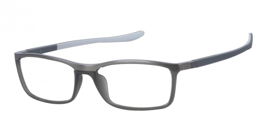 Savannah Gunmetal/Gray Rectangle Metal Eyeglasses