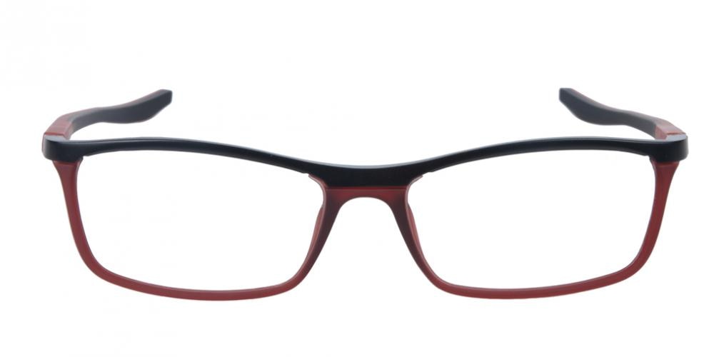 Savannah Black/Red Rectangle Metal Eyeglasses