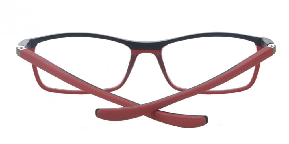 Savannah Black/Red Rectangle Metal Eyeglasses