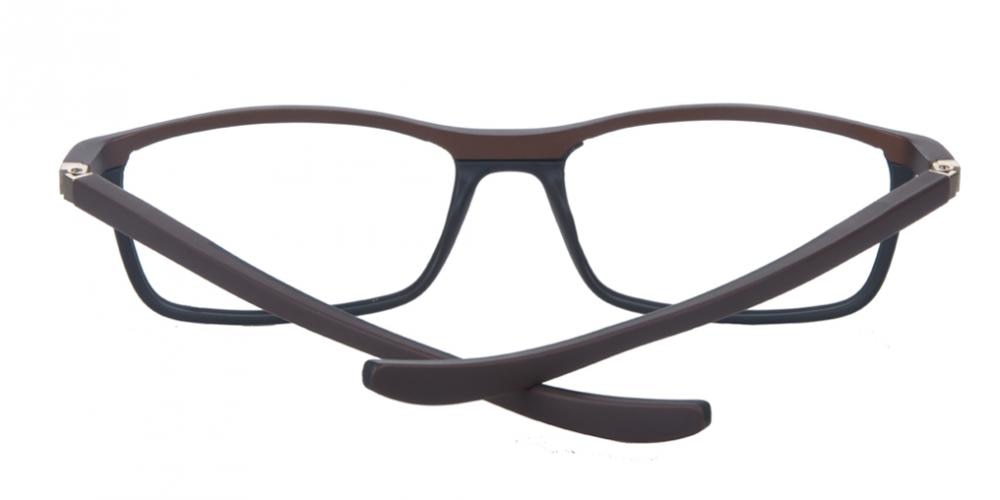 Savannah Brown/Gunmetal Rectangle Metal Eyeglasses