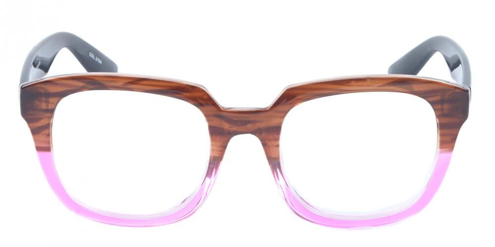 Pascagoula Brown/Pink Square Plastic Eyeglasses