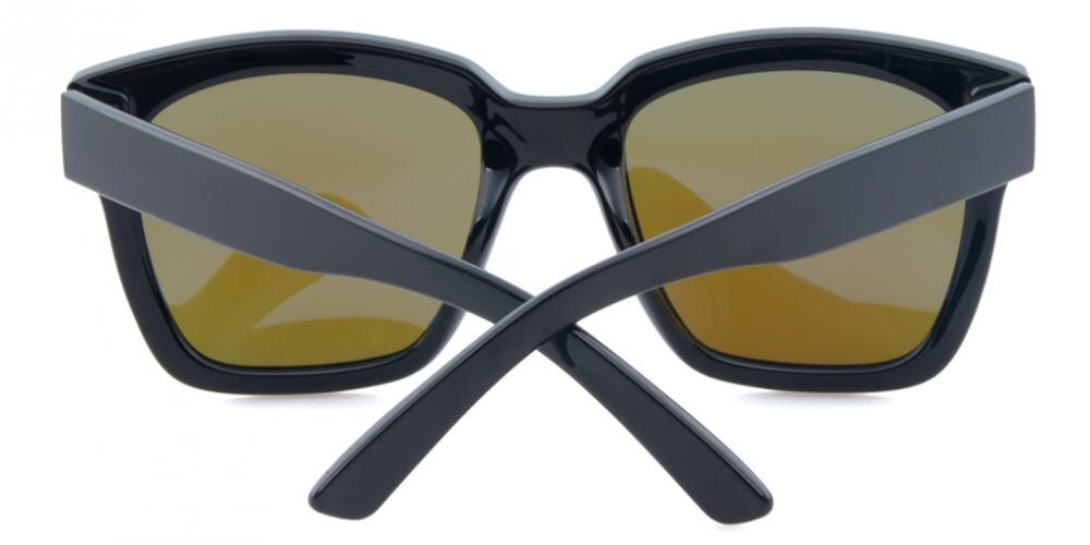 NewCastle Black (Blue Mirror-coating) Classic Wayframe Plastic Sunglasses