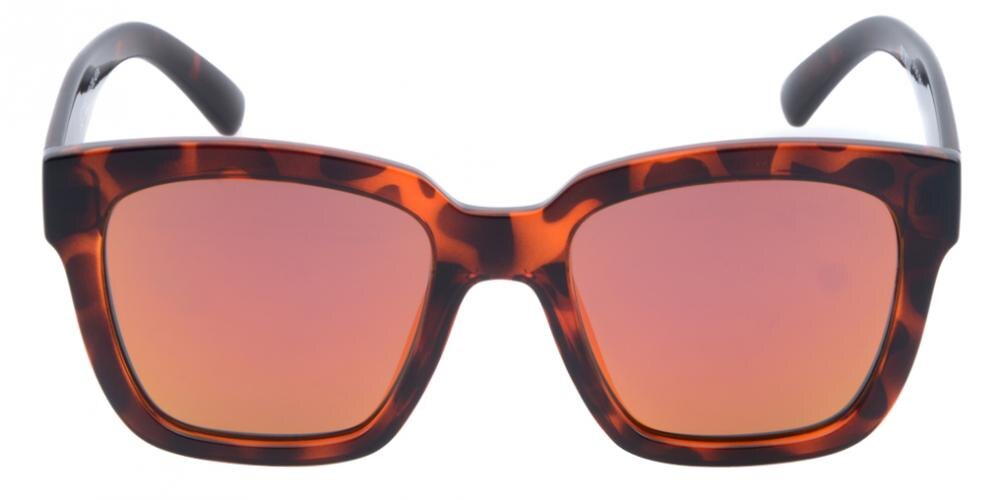 NewCastle Red Tortoise (Orange Mirror-coating) Classic Wayframe Plastic Sunglasses