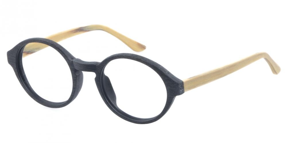 Gloversville Black/Yellow Round Acetate Eyeglasses