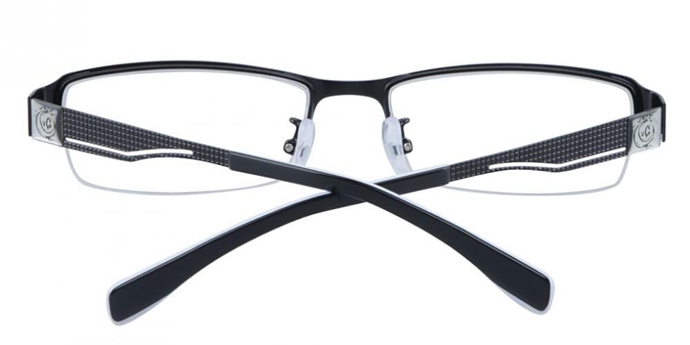 Gale Black Rectangle Metal Eyeglasses