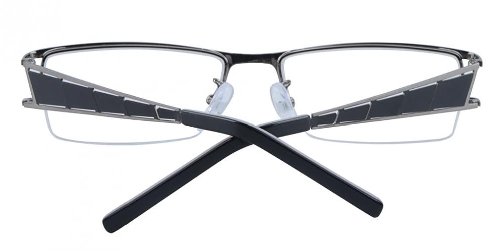 Bartholomew Gunmetal Rectangle Metal Eyeglasses