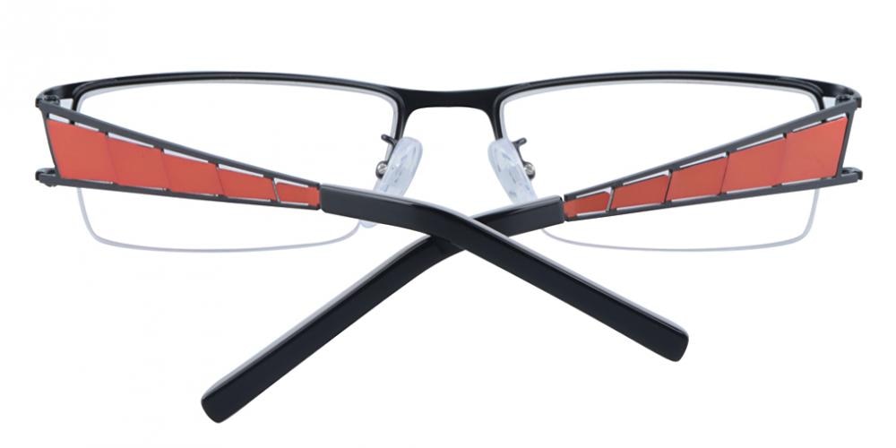 Bartholomew Black Rectangle Metal Eyeglasses