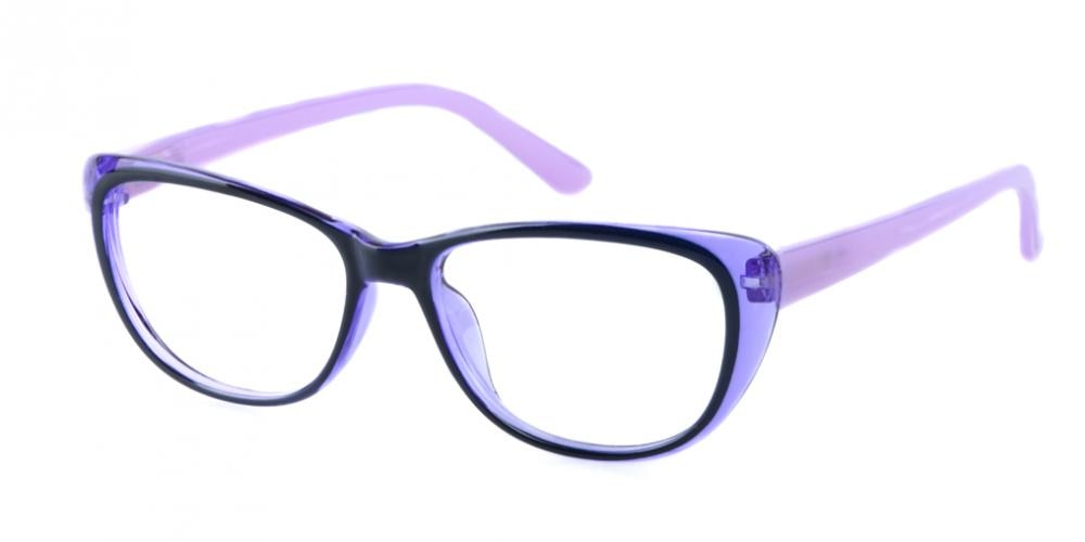 Astrid Cat-Eye Black/Purple Cat Eye Plastic Eyeglasses