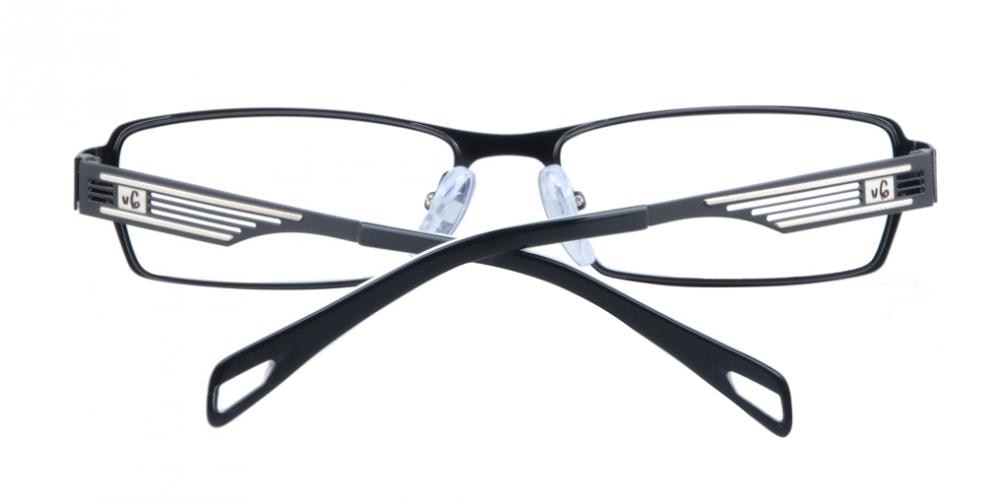 Edmund Black Rectangle Metal Eyeglasses
