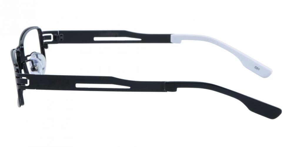 Adonis Black/White Rectangle Metal Eyeglasses