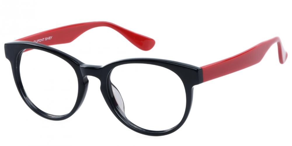Carson Black/Red Round Acetate Eyeglasses