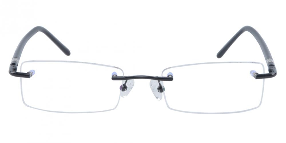 Clement Black Rectangle Metal Eyeglasses