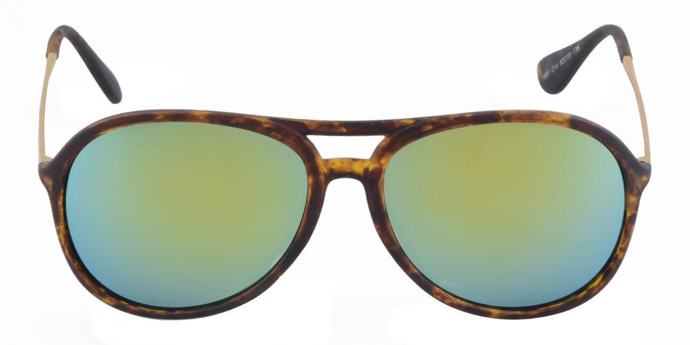 Moulineaux Tortoise (Yellow Mirror-coating) Aviator Plastic Sunglasses