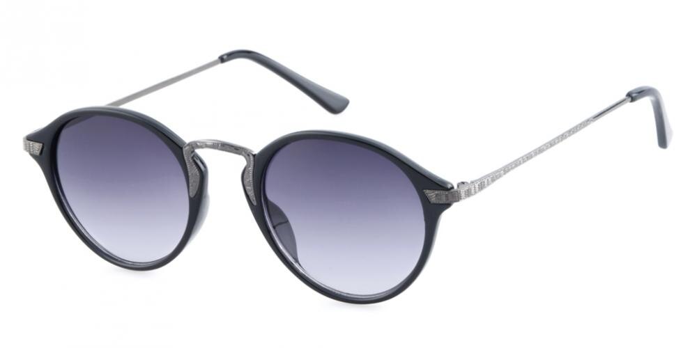 Seyne Black Round Plastic Sunglasses