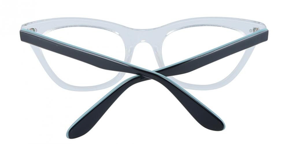 Florence Cat-Eye Crystal/Blue Cat Eye Acetate Eyeglasses
