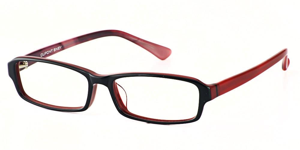 Lagrange Black/Red Rectangle Acetate Eyeglasses
