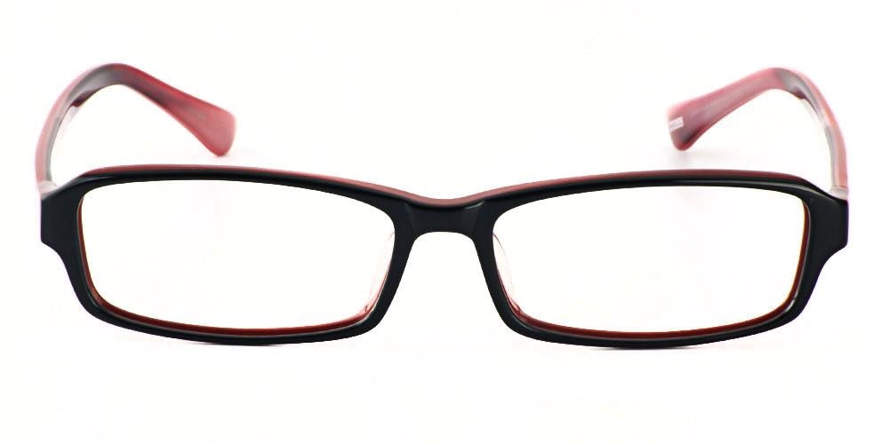 Lagrange Black/Red Rectangle Acetate Eyeglasses