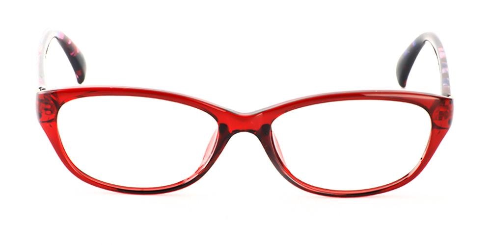 Cicero Red Rectangle Plastic Eyeglasses