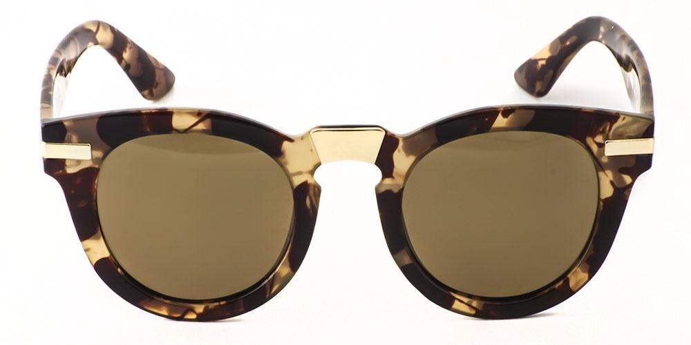 Champigny Brown/Champagne Round Plastic Sunglasses